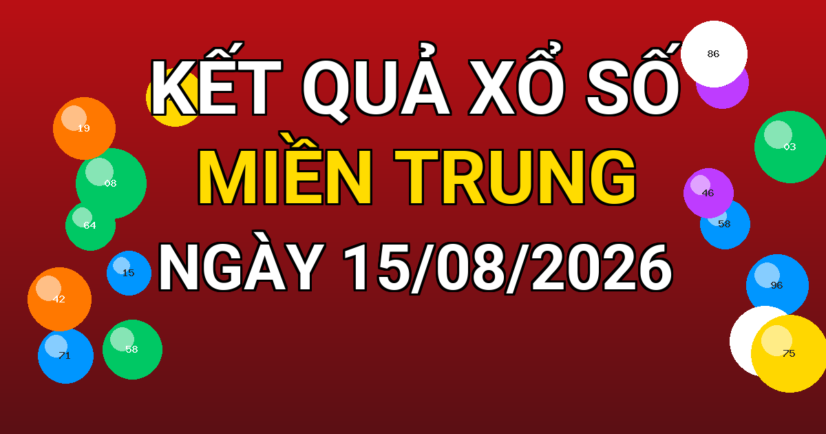 Kết quả xổ số Miền Trung ngày 15/08/2026