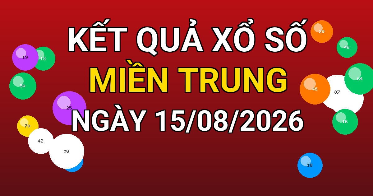 Kết quả xổ số Miền Trung ngày 15/08/2026