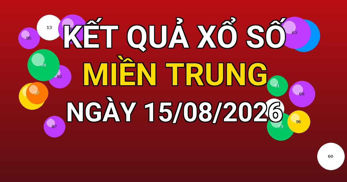 Kết quả xổ số Miền Trung ngày 15/08/2026
