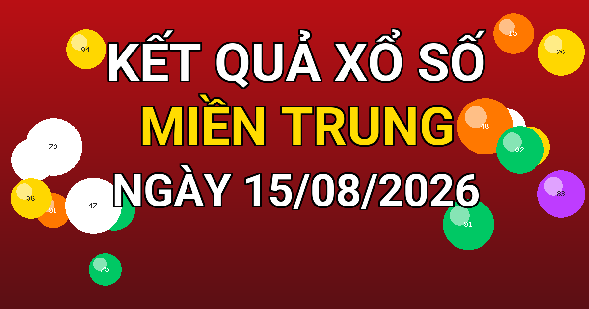 Kết quả xổ số Miền Trung ngày 15/08/2026