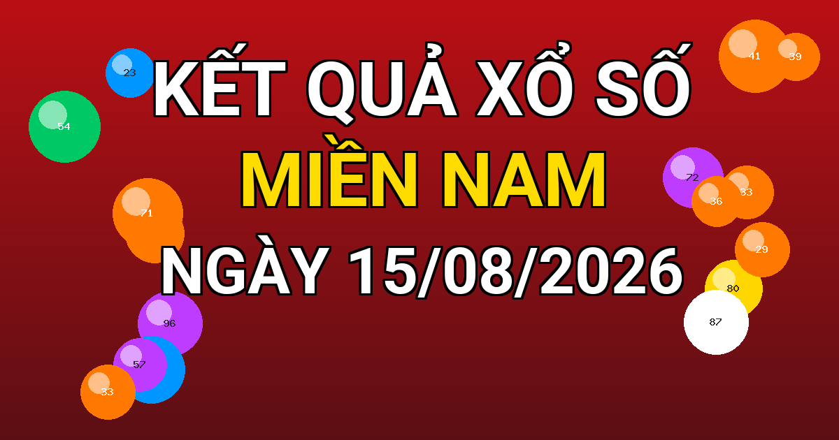 Kết quả xổ số Miền Nam ngày 15/08/2026