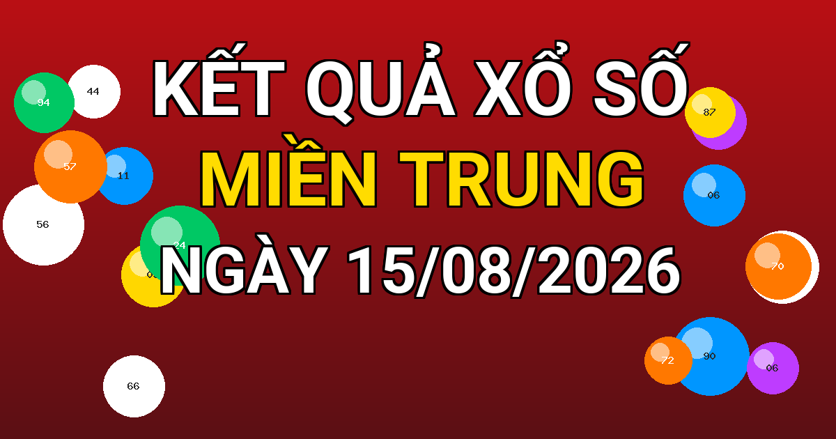 Kết quả xổ số Miền Trung ngày 15/08/2026