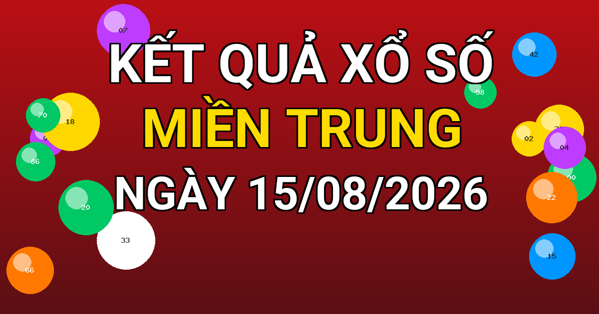 Kết quả xổ số Miền Trung ngày 15/08/2026