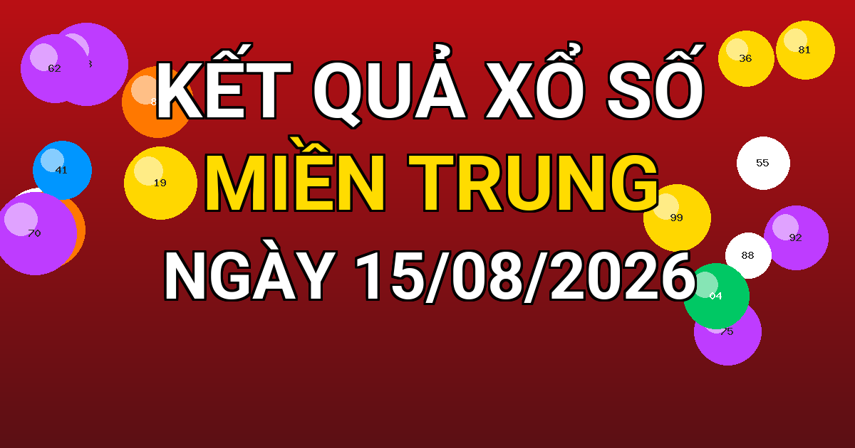 Kết quả xổ số Miền Trung ngày 15/08/2026