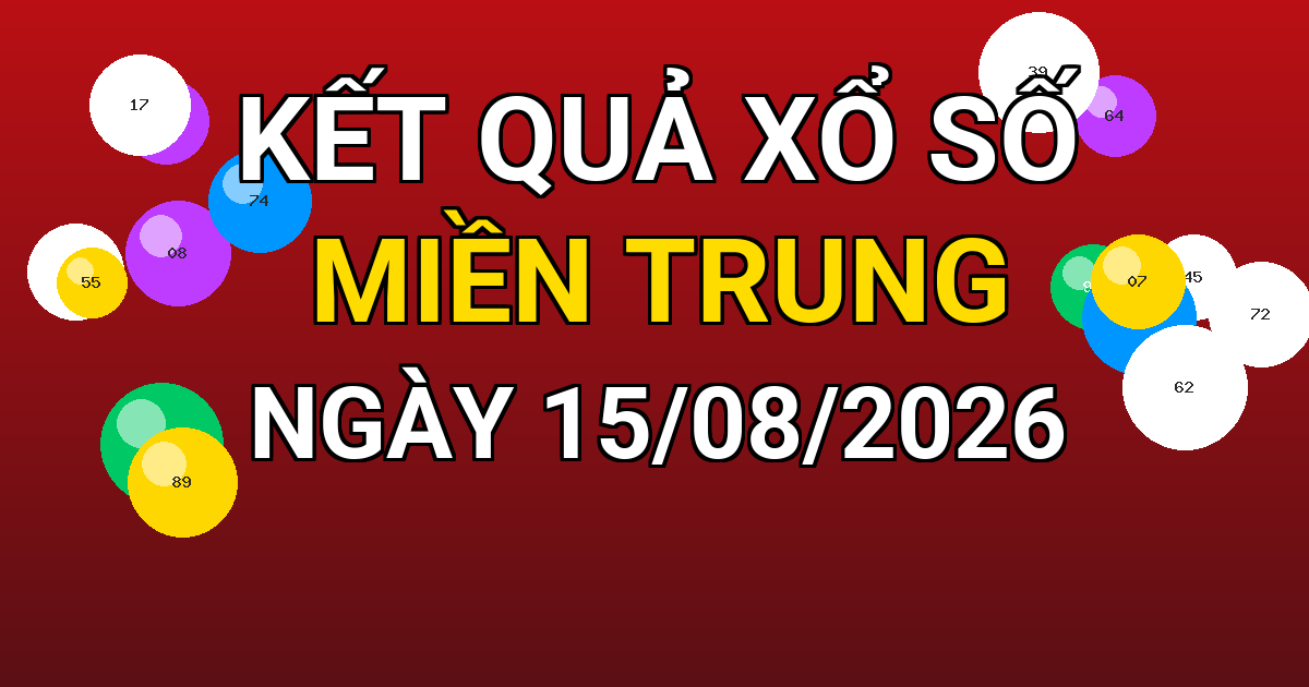 Kết quả xổ số Miền Trung ngày 15/08/2026