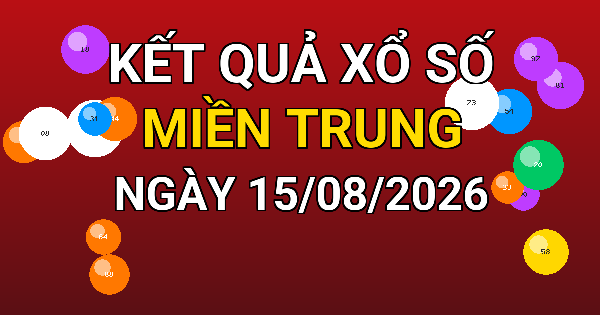 Kết quả xổ số Miền Trung ngày 15/08/2026
