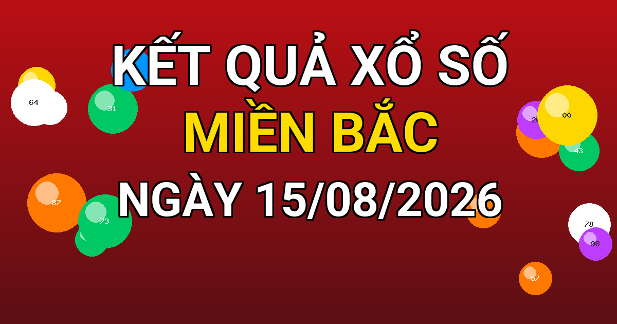 Kết quả xổ số Miền Bắc ngày 15/08/2026