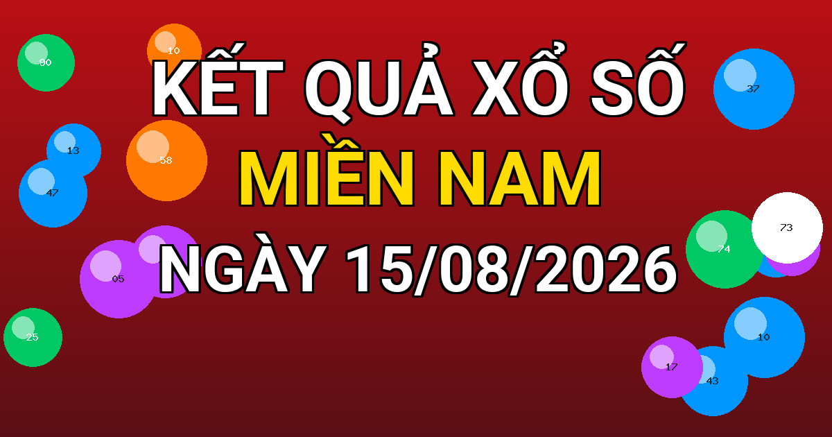Kết quả xổ số Miền Nam ngày 15/08/2026