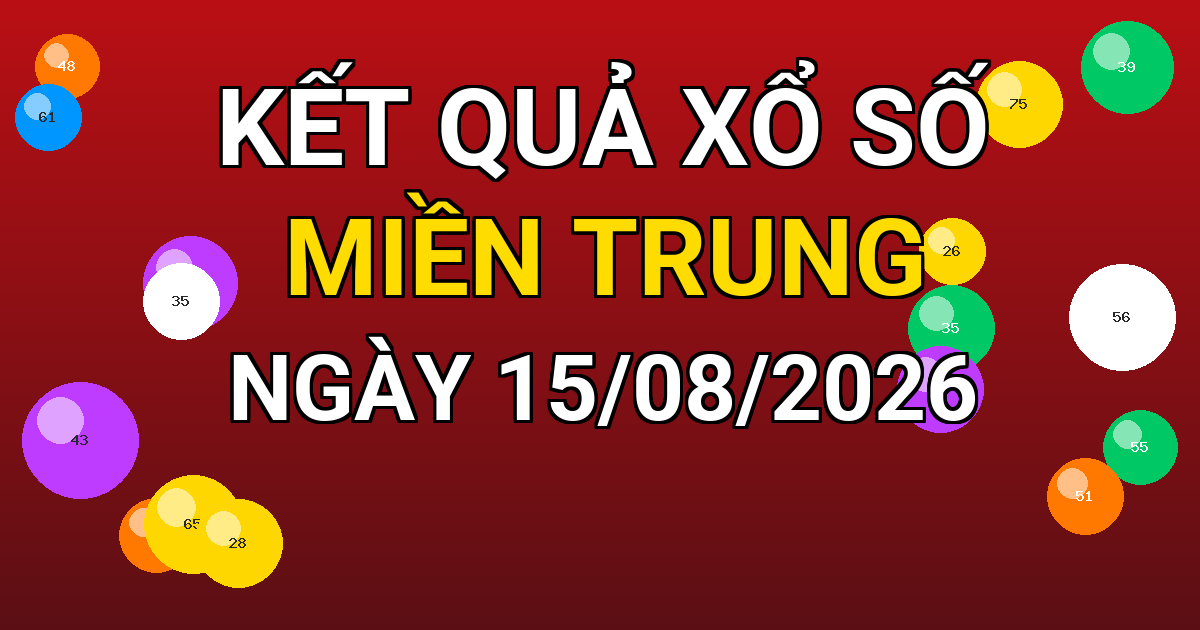 Kết quả xổ số Miền Trung ngày 15/08/2026