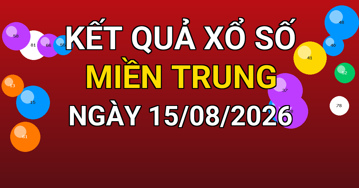 Kết quả xổ số Miền Trung ngày 15/08/2026