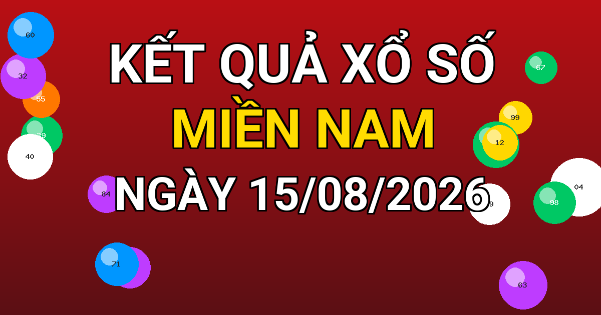Kết quả xổ số Miền Nam ngày 15/08/2026