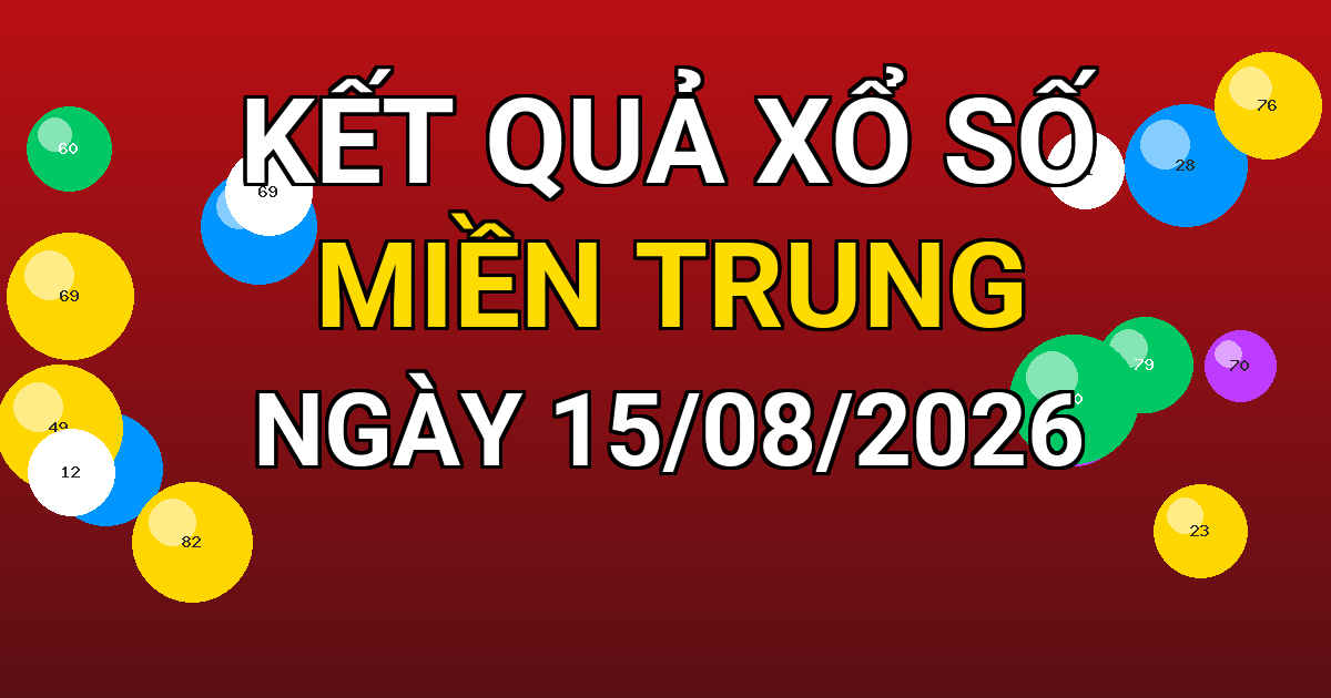 Kết quả xổ số Miền Trung ngày 15/08/2026