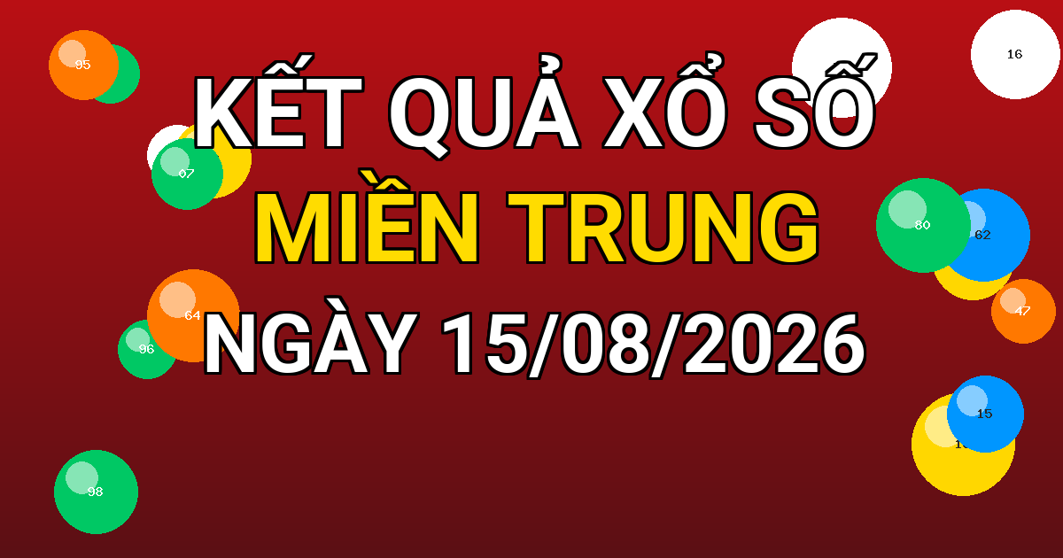 Kết quả xổ số Miền Trung ngày 15/08/2026