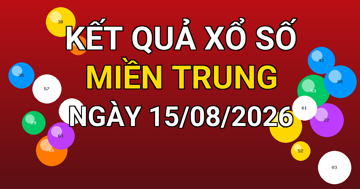 Kết quả xổ số Miền Trung ngày 15/08/2026
