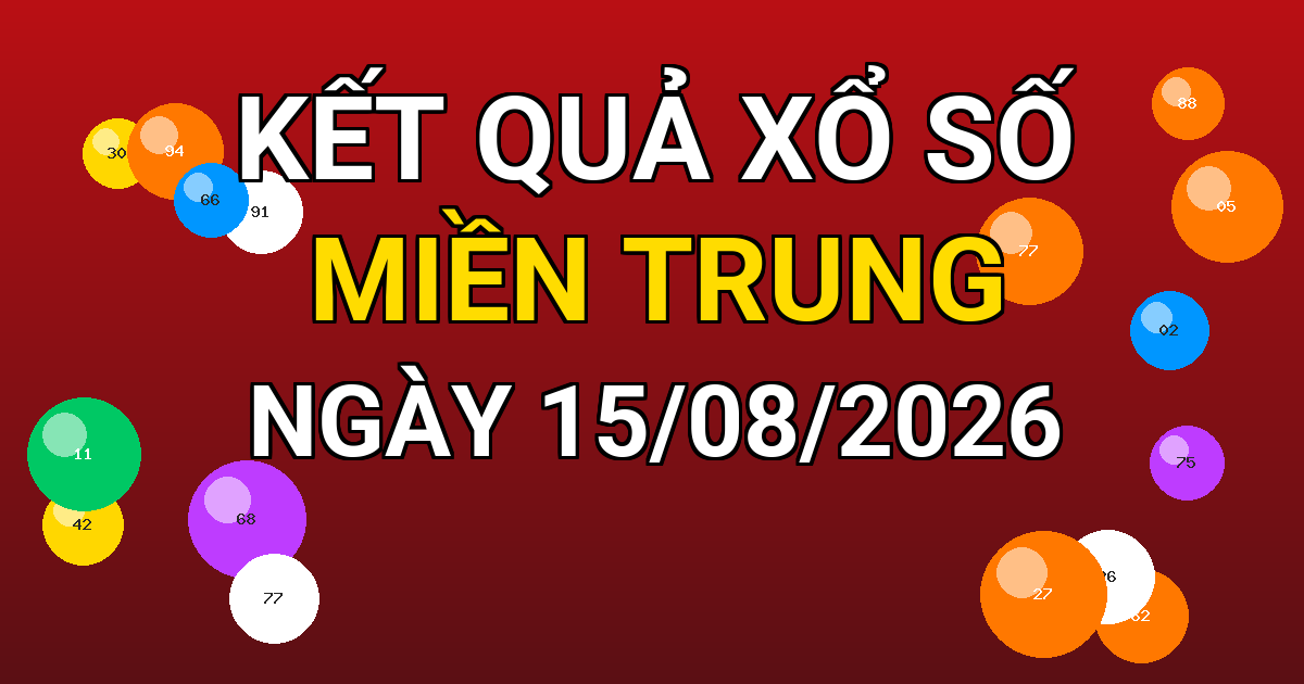 Kết quả xổ số Miền Trung ngày 15/08/2026