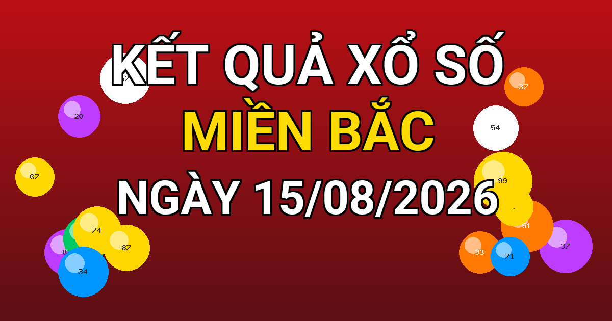 Kết quả xổ số Miền Bắc ngày 15/08/2026