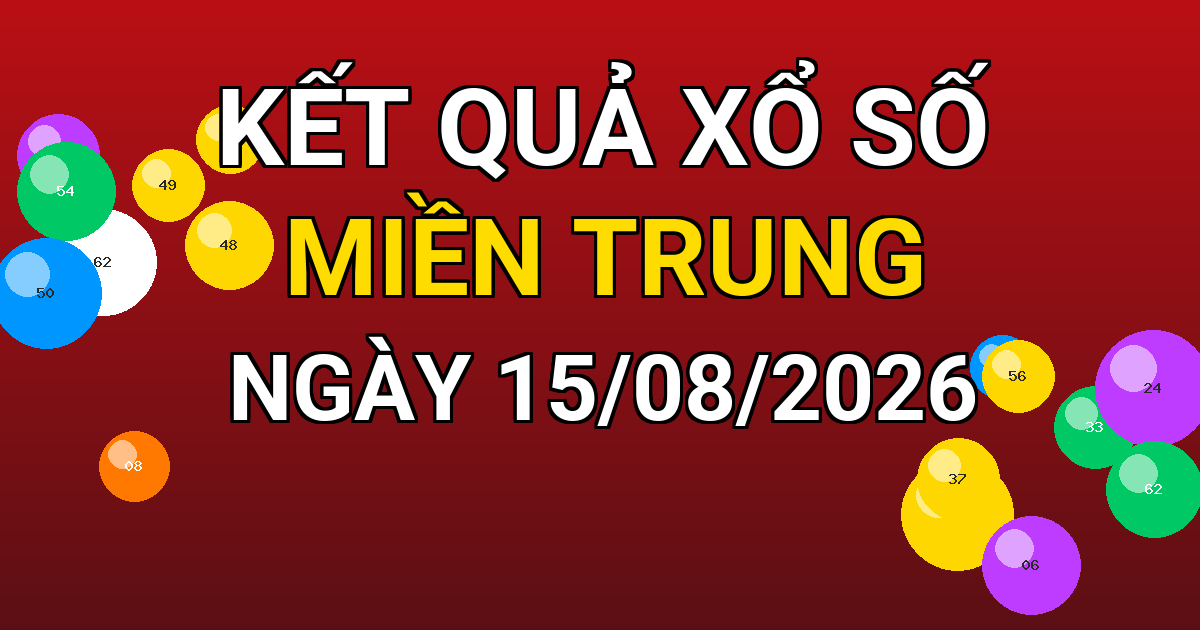 Kết quả xổ số Miền Trung ngày 15/08/2026