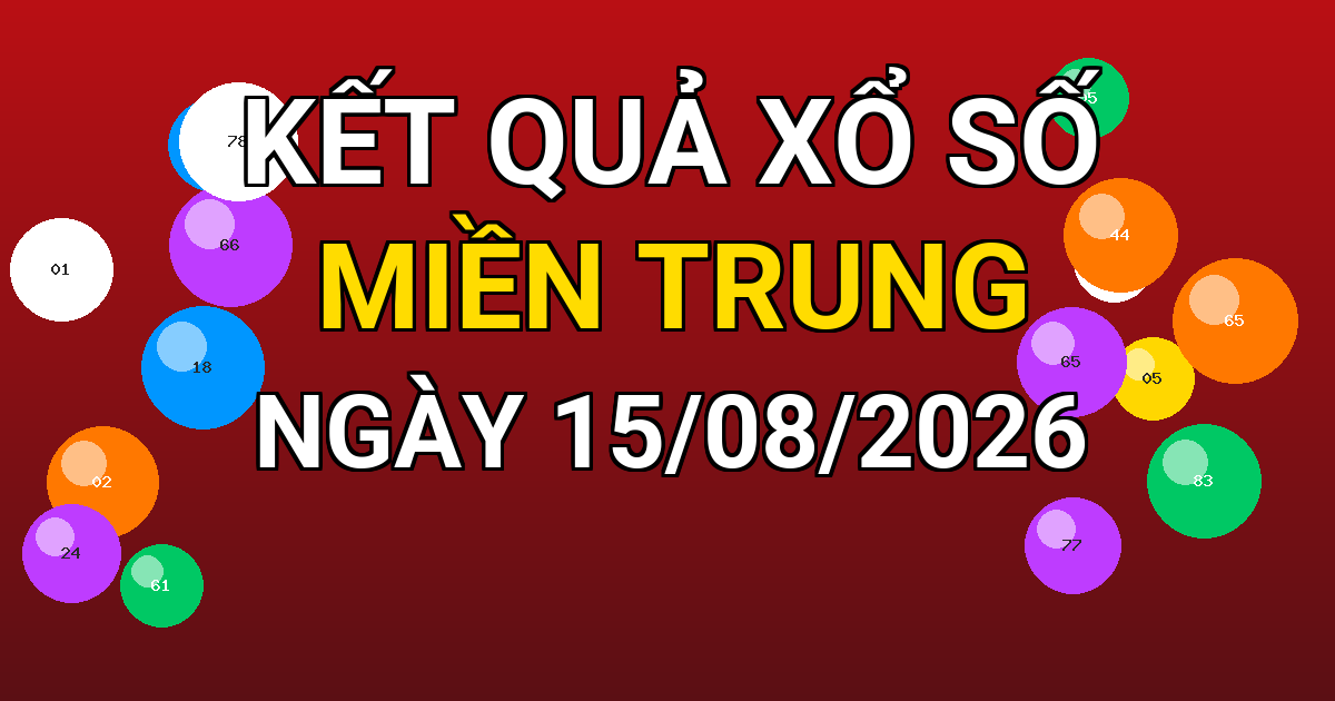 Kết quả xổ số Miền Trung ngày 15/08/2026