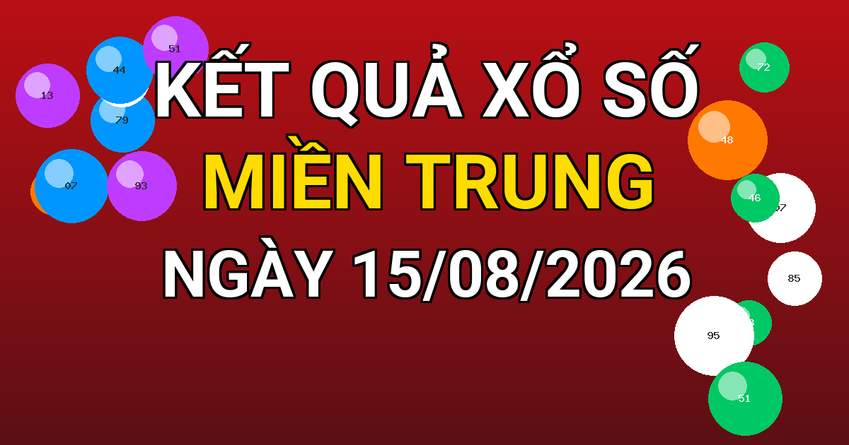 Kết quả xổ số Miền Trung ngày 15/08/2026