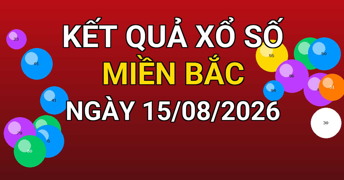 Kết quả xổ số Miền Bắc ngày 15/08/2026