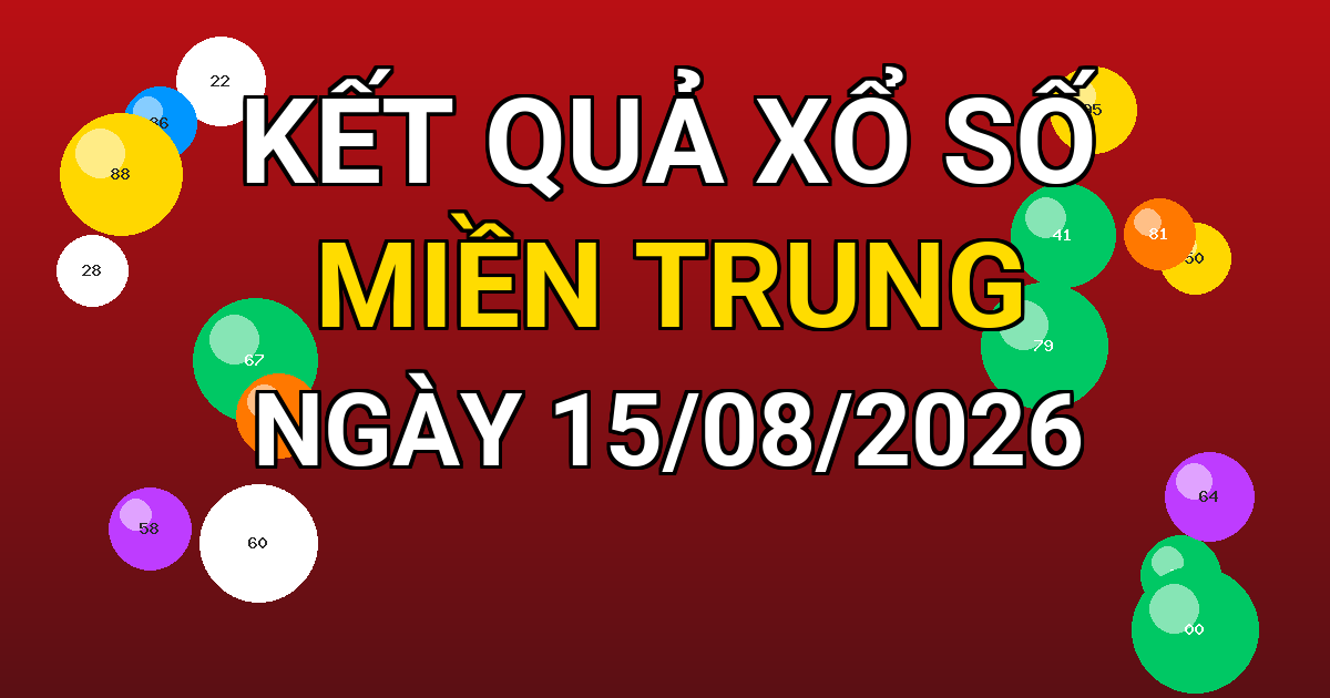 Kết quả xổ số Miền Trung ngày 15/08/2026