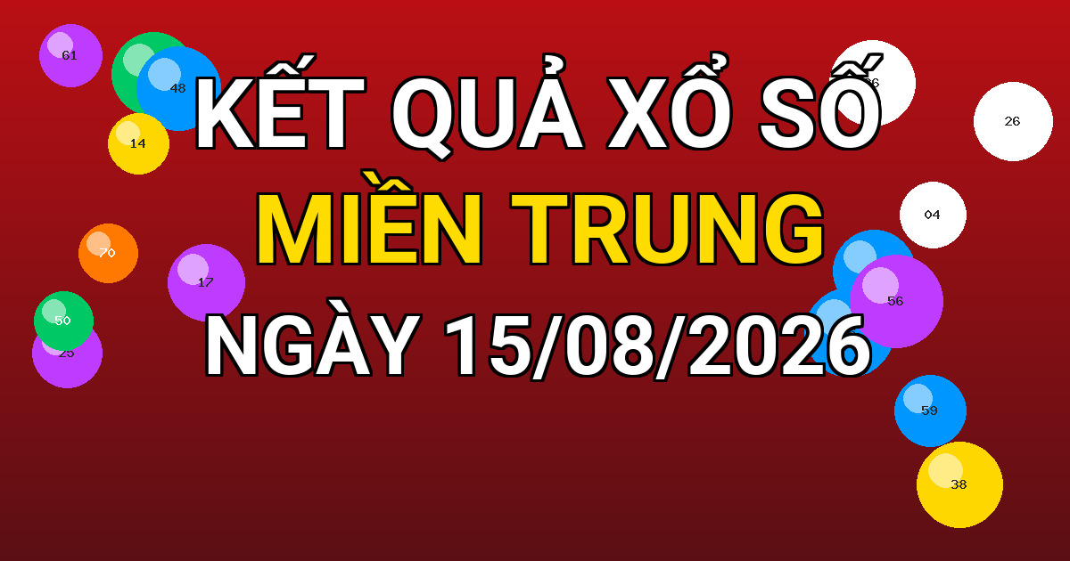 Kết quả xổ số Miền Trung ngày 15/08/2026