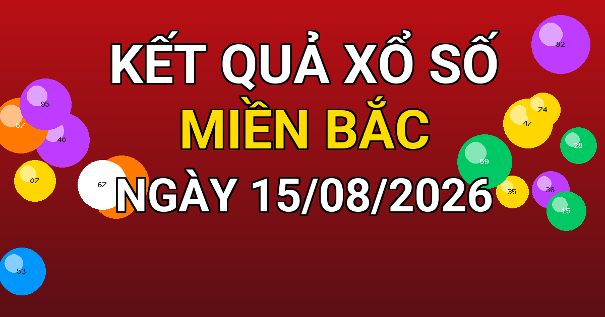 Kết quả xổ số Miền Bắc ngày 15/08/2026