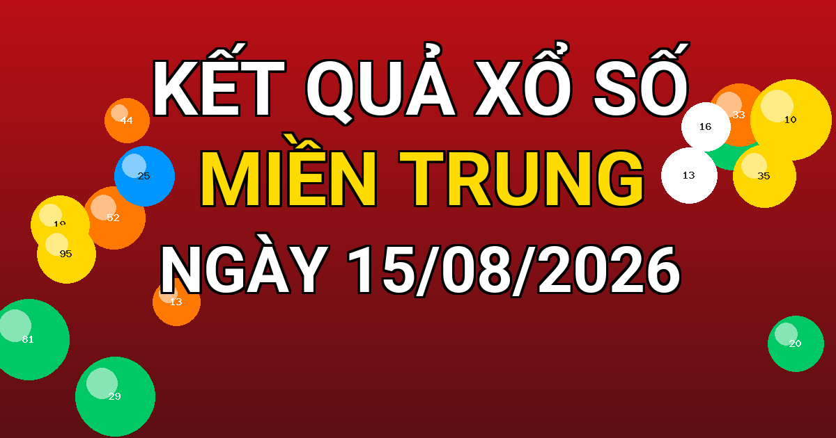 Kết quả xổ số Miền Trung ngày 15/08/2026