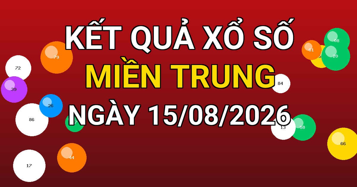 Kết quả xổ số Miền Trung ngày 15/08/2026