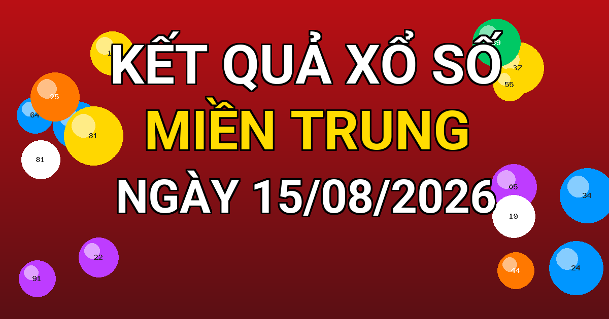 Kết quả xổ số Miền Trung ngày 15/08/2026