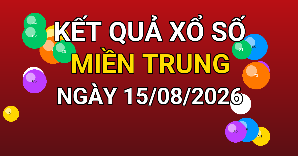 Kết quả xổ số Miền Trung ngày 15/08/2026