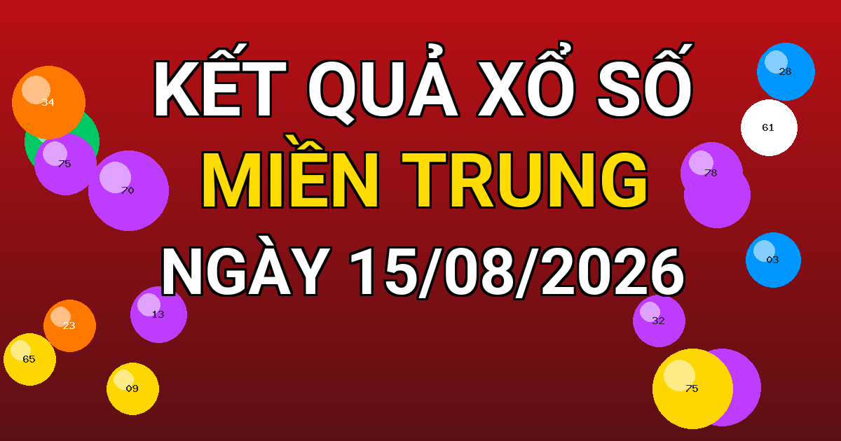 Kết quả xổ số Miền Trung ngày 15/08/2026