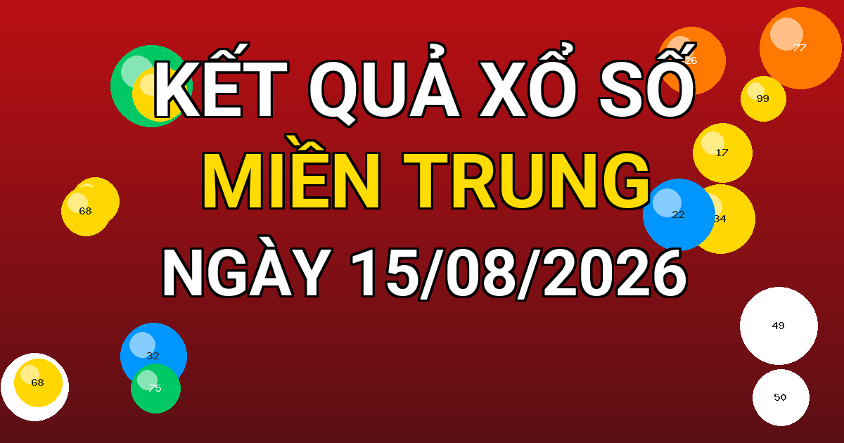 Kết quả xổ số Miền Trung ngày 15/08/2026