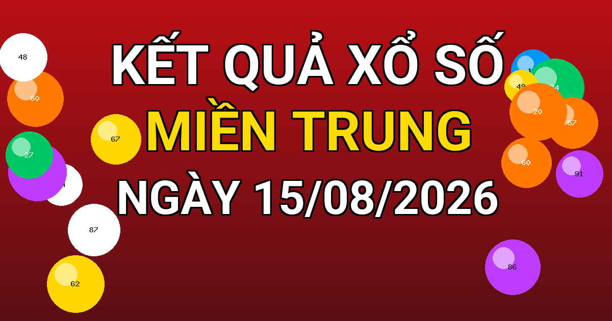 Kết quả xổ số Miền Trung ngày 15/08/2026