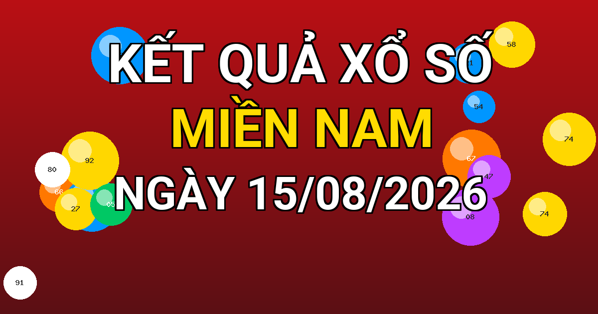 Kết quả xổ số Miền Nam ngày 15/08/2026