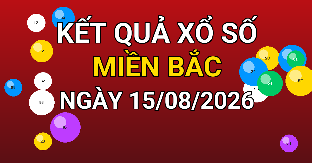 Kết quả xổ số Miền Bắc ngày 15/08/2026