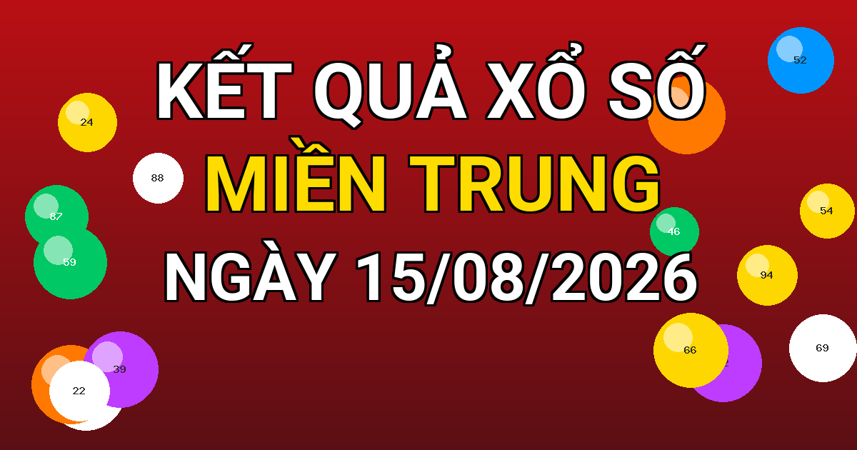 Kết quả xổ số Miền Trung ngày 15/08/2026
