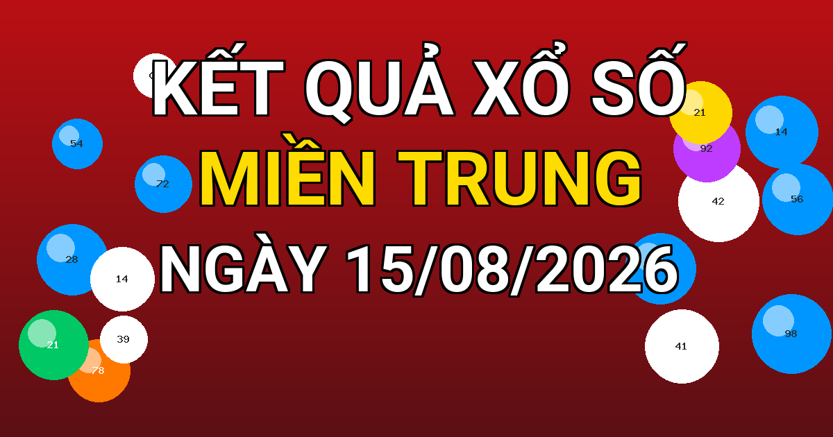 Kết quả xổ số Miền Trung ngày 15/08/2026