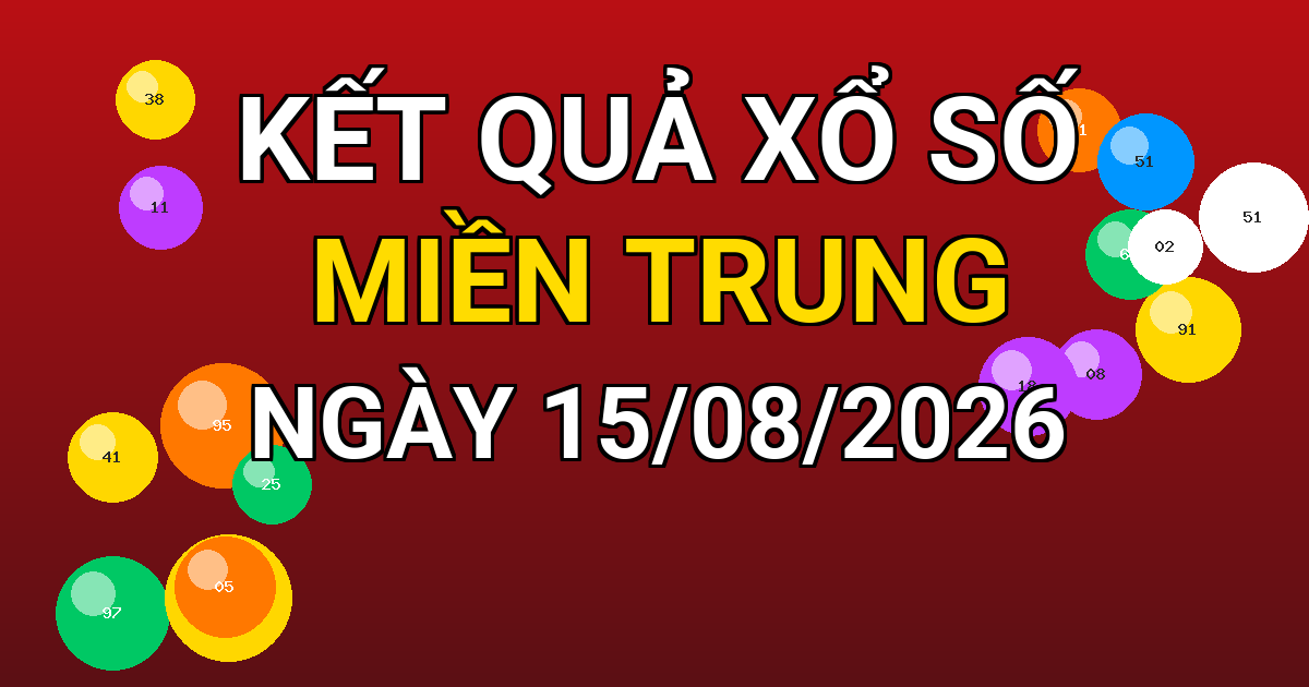 Kết quả xổ số Miền Trung ngày 15/08/2026