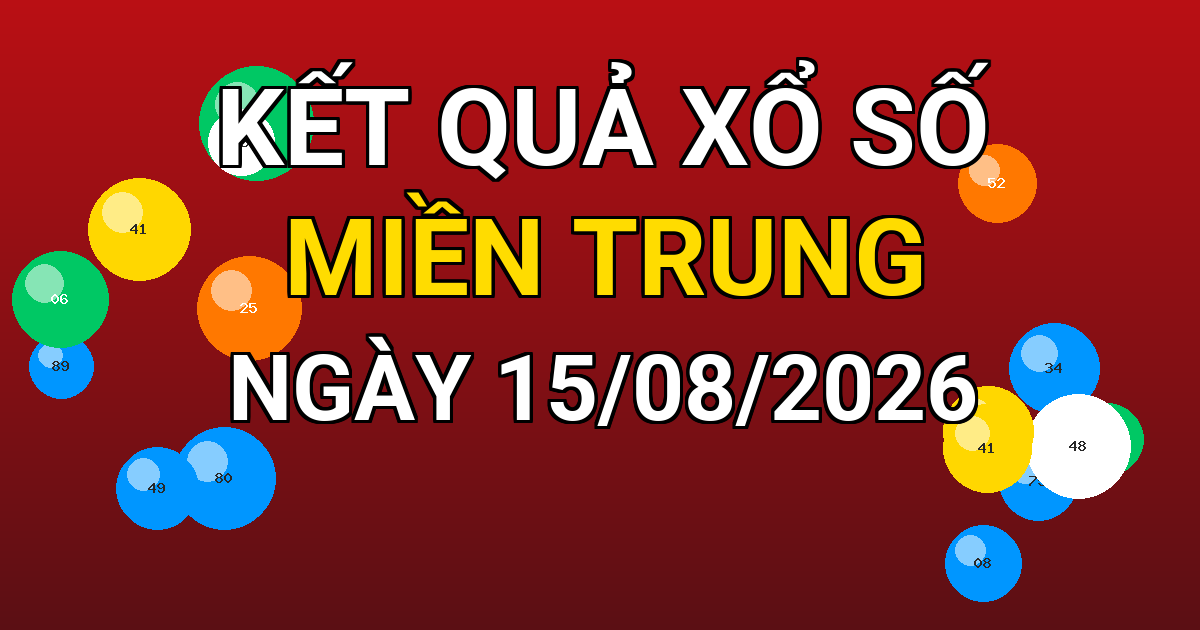 Kết quả xổ số Miền Trung ngày 15/08/2026