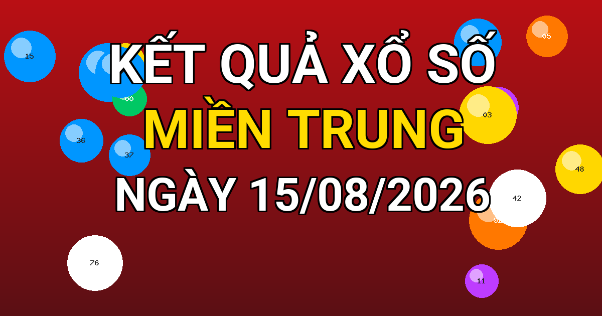 Kết quả xổ số Miền Trung ngày 15/08/2026