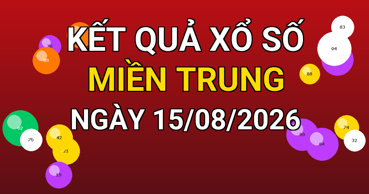 Kết quả xổ số Miền Trung ngày 15/08/2026