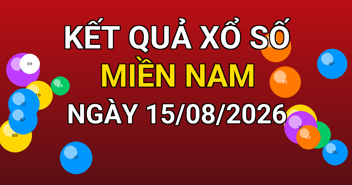 Kết quả xổ số Miền Nam ngày 15/08/2026