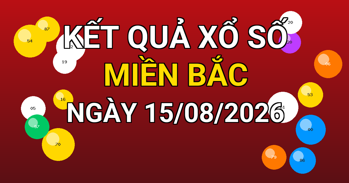Kết quả xổ số Miền Bắc ngày 15/08/2026