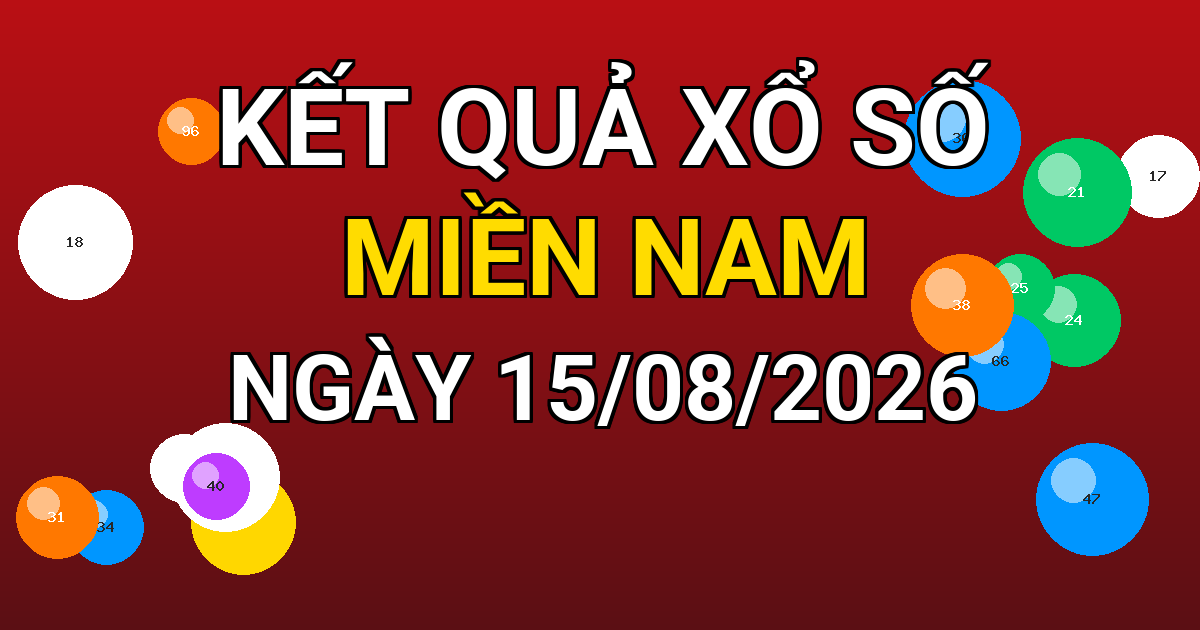 Kết quả xổ số Miền Nam ngày 15/08/2026