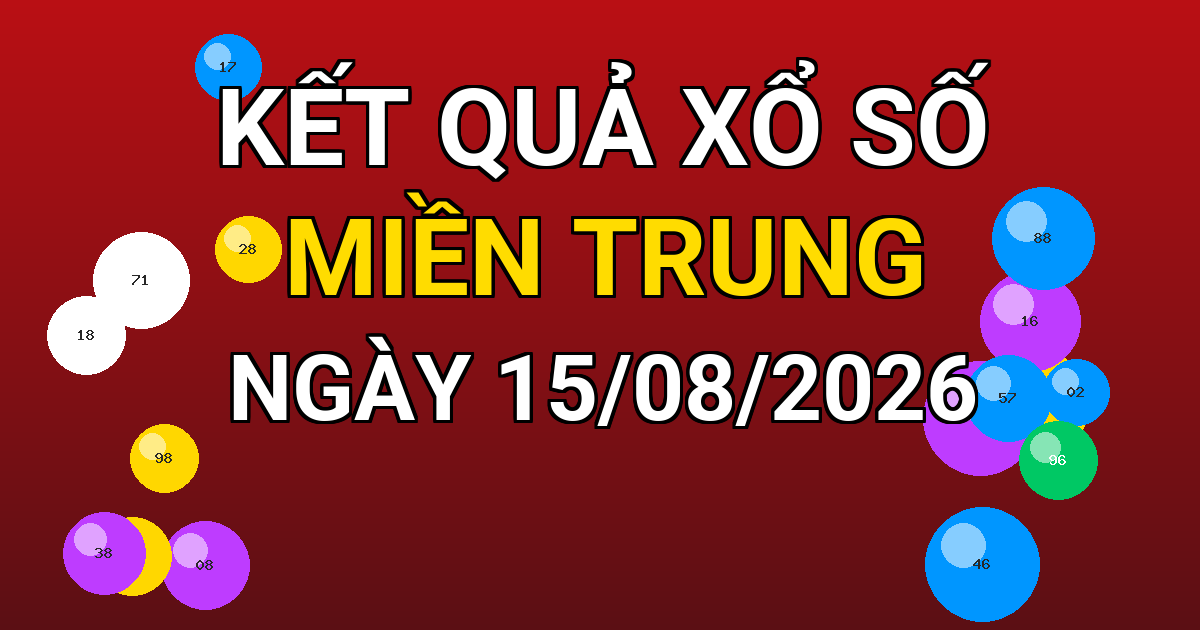 Kết quả xổ số Miền Trung ngày 15/08/2026