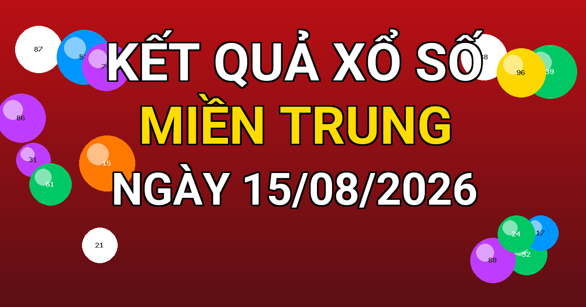 Kết quả xổ số Miền Trung ngày 15/08/2026