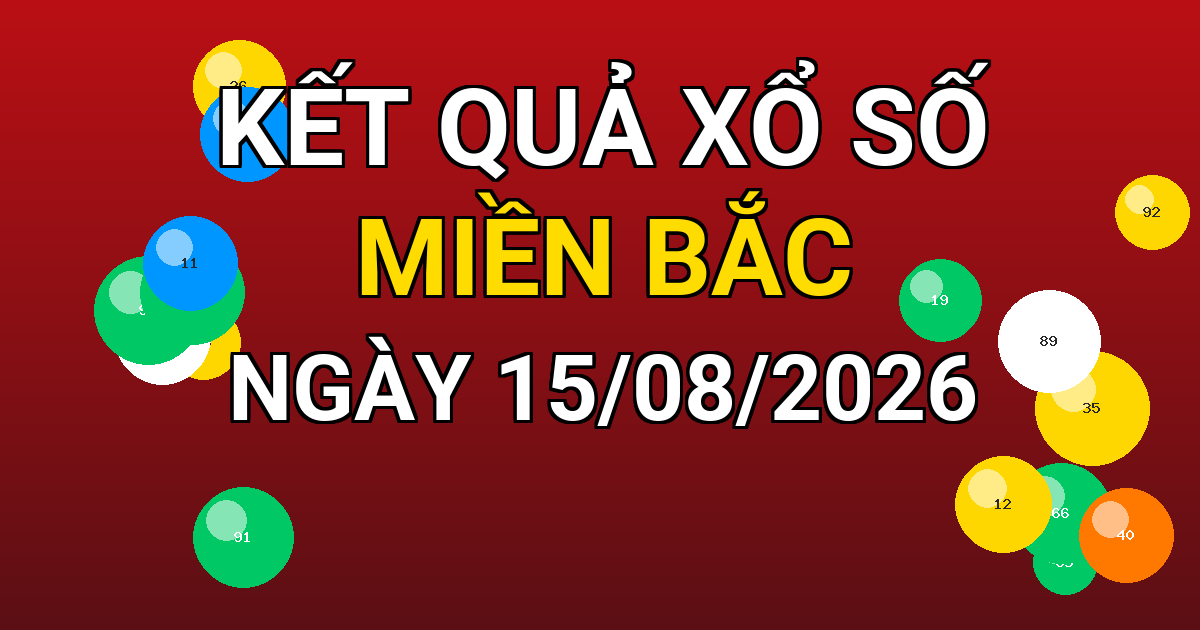Kết quả xổ số Miền Bắc ngày 15/08/2026