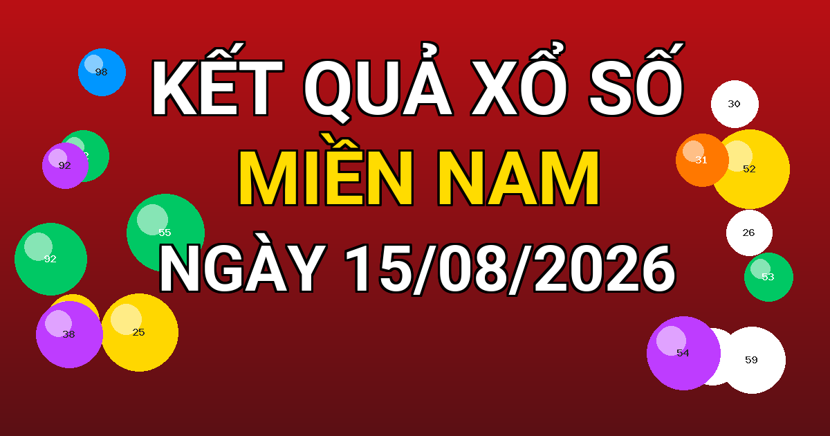 Kết quả xổ số Miền Nam ngày 15/08/2026