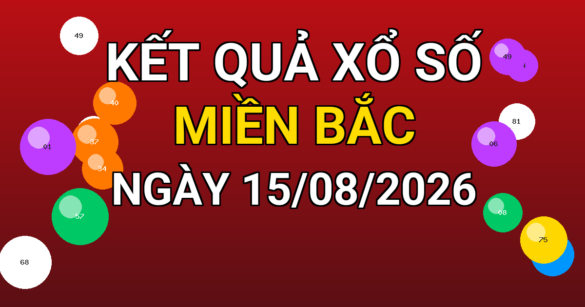 Kết quả xổ số Miền Bắc ngày 15/08/2026